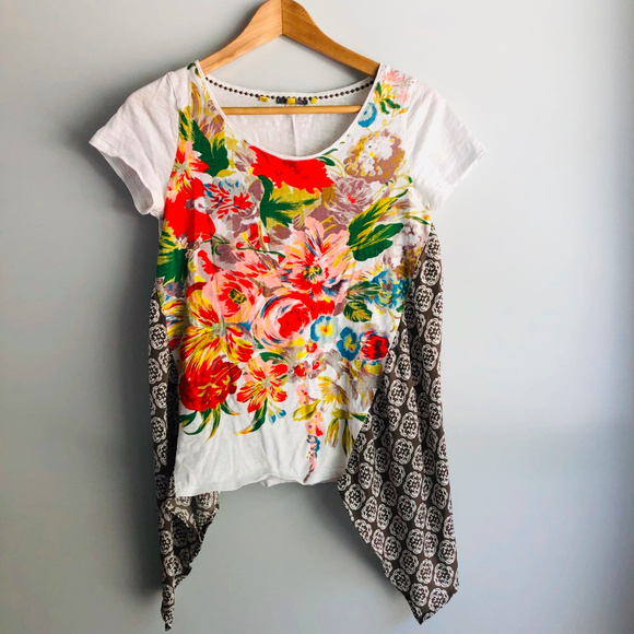 ❌sold❌ Anthro Little Yellow Elysia Floral Tee - Picture 3 of 5